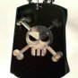 Candy Sugar Skull w Crossbones Dead Face - Dog Tag w/ Metal Chain Necklace