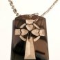 Irish Good Luck Clover w/ Celtic Cross Logo - Dog Tag w/ Metal Chain Necklace