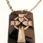 Irish Good Luck Clover w/ Celtic Cross Logo - Dog Tag w/ Metal Chain Necklace