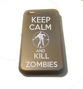 Keep Calm and Kill Zombie Engrvd Logo - FITS iPhone 4 / 4s Aluminum Silver Case
