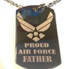 Military Dog Tag Metal Chain Necklace - Proud Air Force Father USAF Wings Logo