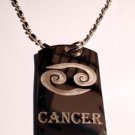 Military Dog Tag Metal Chain Necklace - Celtic Zodiac Signs Sign Cancer Symbol