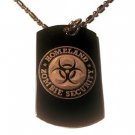 Military Dog Tag Metal Chain Necklace - Homeland Zombie Security Biohazard Logo