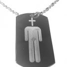 Military Dog Tag Metal Chain Necklace - Christian Cross Jesus Christ Person