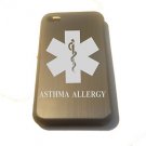 Medical Emergency Asthma Engraved Logo- FITS iPhone 4 / 4s Aluminum Silver Case