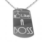 Military Dog Tag Metal Chain Necklace - Like a Boss Novelty Funny Geek Button