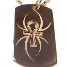 Military Dog Tag Metal Chain Necklace - Spider Tattoo Ankh Egyptian Cross Symbol