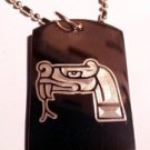 Military Dog Tag Metal Chain Necklace - Aztec Art Serpent Snake Logo Symbols