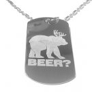 Military Dog Tag Metal Chain Necklace - Beer Deer Bear Mac Funny TV Pong Logo