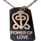 Military Dog Tag Metal Chain Necklace - International Symbol for Power of Love