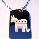 Military Dog Tag Metal Chain Necklace - Republican Democrat Donkey Elephant