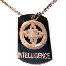 Military Dog Tag Metal Chain Necklace - International Symbol for Intelligence