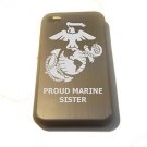 Proud Marine Core Sister Engraved Log - FITS iPhone 4 / 4s Aluminum Silver Case