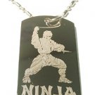 Military Dog Tag Metal Chain Necklace - Japanese Ninja Warrior Logo Symbol