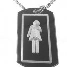 Military Dog Tag Metal Chain Necklace - Zombie Girl Women Ladies Bathroom Logo