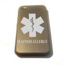 Medical Seafood Allergy Engraved Logo - FITS iPhone 4 / 4s Aluminum Silver Case