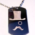 Military Dog Tag Metal Chain Necklace - Top Hat Mustache Eye Glass Spectacles
