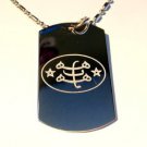 Military Dog Tag Metal Chain Necklace - Bahai Baha'i Faith Ringstone Religious