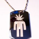 Military Dog Tag Metal Chain Necklace - Marijuana Mary Jane Weed Leaf Ganja Pot