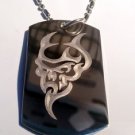 Military Dog Tag Metal Chain Necklace - Devil Satan Satanic Face Skull Evil Logo