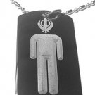 Military Dog Tag Metal Chain Necklace - Sikhism Sikh Turbin Khanda Kalsa Person