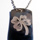 Military Dog Tag Metal Chain Necklace - Irish St Patricks Lucky Four Leaf Clover