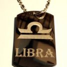 Military Dog Tag Metal Chain Necklace - Celtic Zodiac Signs Sign Libra Symbol