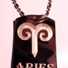 Military Dog Tag Metal Chain Necklace - Celtic Zodiac Signs Sign Aries Ram