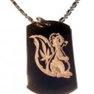 Military Dog Tag Metal Chain Necklace - Skunk Weed Smoke Marijuana Pot Leaf