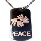 Military Dog Tag Metal Chain Necklace - International Symbol for Peace Logo