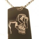 Military Dog Tag Metal Chain Necklace - Vampire Zombie Scary Jester Joker Skull