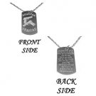 Military Dog Tag Metal Chain Necklace - Aequitas Veritas Saints Prayer w/ Guns