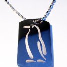 Military Dog Tag Metal Chain Necklace - Penguin Bird Standing Logo Symbol