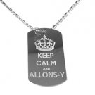Military Dog Tag Metal Chain Necklace - Keep Calm and Allons - Y TV Show Logo