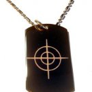 Military Dog Tag Metal Chain Necklace - Target Bulls Eye Gun Scope Hunting Logo