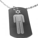 Military Dog Tag Metal Chain Necklace - Judaism Jew Jewish Star of David Person