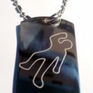 Military Dog Tag Metal Chain Necklace - Police Dead Man Body Outline Crime Scene