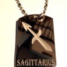 Military Dog Tag Metal Chain Necklace - Celtic Zodiac Signs Sign Sagittarius