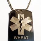 Military Dog Tag Metal Chain Necklace - Medical Emergency Wheat Allergy Logo