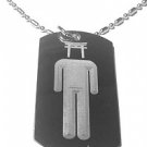 Military Dog Tag Metal Chain Necklace - Shinto Person Religious Logo Symbol