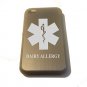Medical Dairy Allergy Engraved Logo - FITS iPhone 4 / 4s Aluminum Silver Case