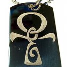 Military Dog Tag Metal Chain Necklace - Tribal Tattoo Ankh Egyptian Cross Symbol