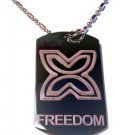 Military Dog Tag Metal Chain Necklace - International Symbol for Freedom Logo