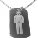 Military Dog Tag Metal Chain Necklace - Pagan Paganism Pentagram Person Religion