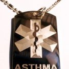 Military Dog Tag Metal Chain Necklace - Medical Emergency Asthma Allergy Logo