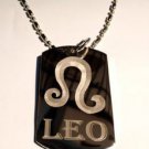 Celtic Zodiac Astrology Sign LEO Lion - Dog Tag w/ Metal Chain Necklace