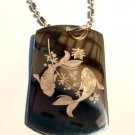 Military Dog Tag Metal Chain Necklace - Novelty Japanese Koi Fish Yin Yang Peace
