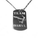 Military Dog Tag Metal Chain Necklace - Team Daryl Zombie Show Crossbow Logo