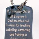 Timothy 3:16 Bible Biblical Verse Jesus Christ - Dog Tag w/ Metal Chain Necklace