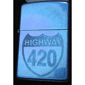 Vector Custom Engraved Butane Lighter - Highway 420 Weed POT Marijuana Smoking
